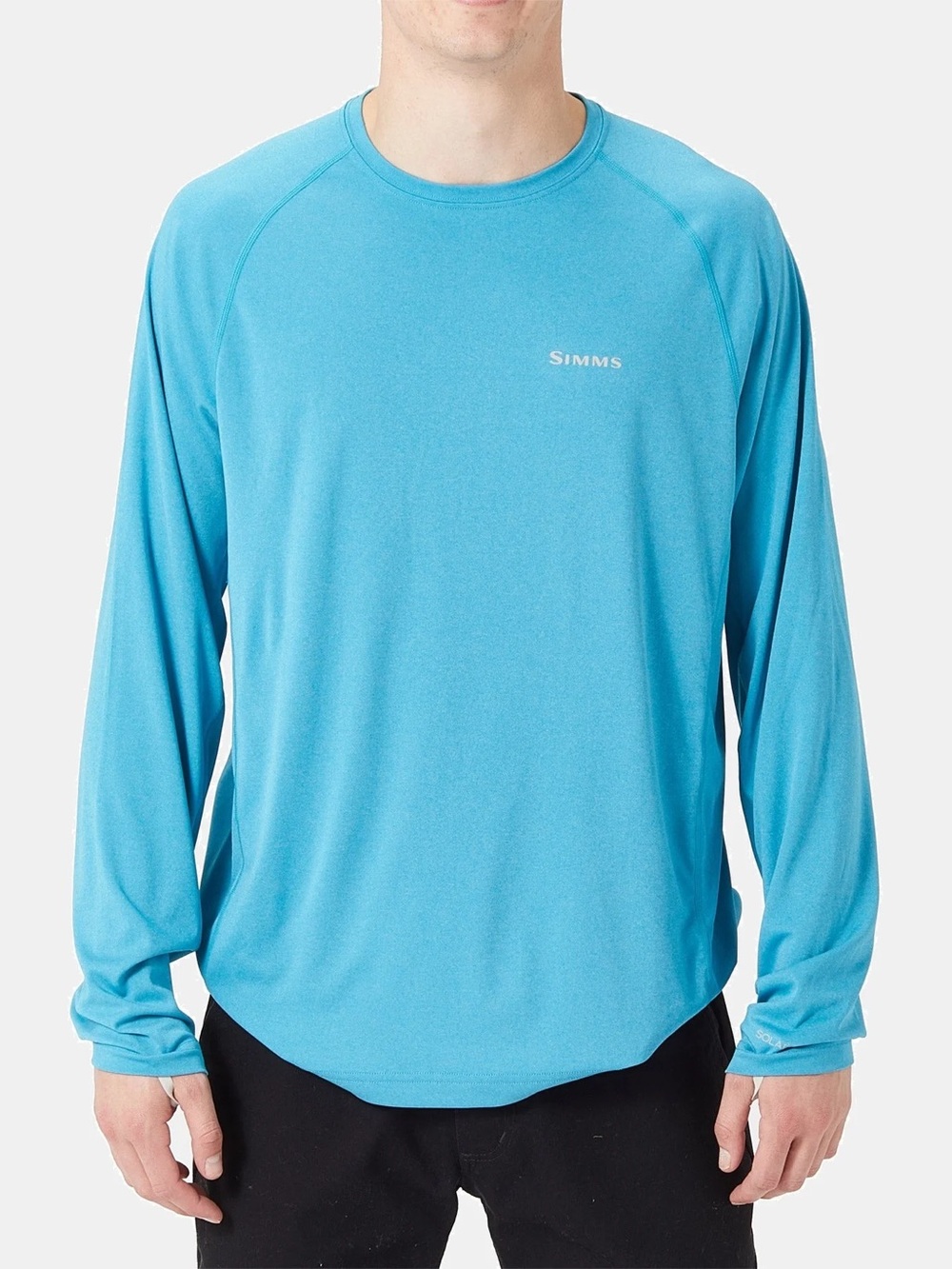 NWT SIMMS Mens XXL SolarFlex Long Sleeve Crewneck UPF 50 Base Layer Blue Fish